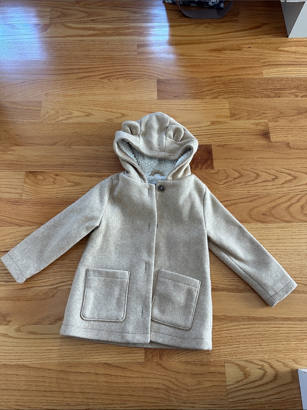 Old Navy Kids Light Beige Hooded Coat with Ear Detail
